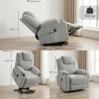 HOMCOM Power Lift Recliner Chair with Pocket Spring, Electric Lift Chair with Wide Backrest, Light Grey(m-3)