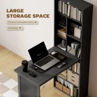 HOMCOM Three-Part Work Desk, with Storage and Chalkboard - Black(m-5)