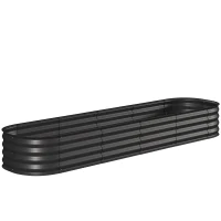 Outsunny Jardinière surélevée carré potager de jardin en acier modulable pour légumes, plantes, fleurs, dim. 240 x 62 x 30cm(m-12)