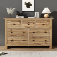 Modern Vintage Storage Cabinet with 7 Drawers, Versatile Sideboard for Living Room, Bedroom & Hallway, 152L x 40W x 88.5H cm, Wood(m-8)