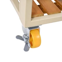 Set tavolo e sedie da pranzo per giardino 6-7 posti, mobili da giardino con poltrone e carrello portavivande rimovibile, Beige+Colore naturale(m-13)