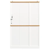 Tall Display Cabinet with 3-Door Storage and Large Worktop, Versatile Sideboard for Kitchen and Living Area, 104L x 40W x 180H cm, White(m-11)