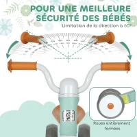 AIYAPLAY Draisienne bébé 1-3 ans jusqu'à 20 kg, vélo enfants sans pédale, 3 roues silencieuses, 69 x 40 x 49 cm, vert(m-5)