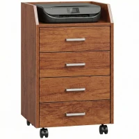 Vinsetto Cajonera de Escritorio con Ruedas Cajonera de Oficina con 4 Cajones Archivador Móvil para Estudio 40x36x65 cm Marrón(m-9)