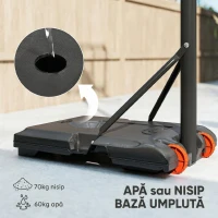 SPORTNOW Coș de baschet pentru adulți, înălțime reglabilă 2.1-2.4 m, cu roți și bază umplibilă, galben(m-5)