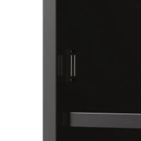 Tall Kitchen Cabinet with Built‑In Power Outlets & 2 USB Ports, Modern Sideboard with App-Controlled LED, 120L x 40W x 176H cm, Black(m-10)