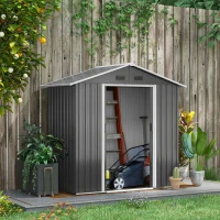 Outsunny 6.5x3.5ft Metal Garden Storage Shed for Outdoor Tool Storage with Double Sliding Doors and 4 Vents, Dark Grey(m-2)