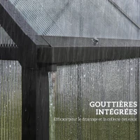 Outsunny Serre de jardin en aluminium polycarbonate, serre avec fenêtre réglable porte battante résistant intempéries transparent(m-9)