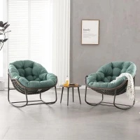 Schaukel-Eiersessel mit dickem Sitzkissen, Indoor & Outdoor Comfy Rocker Chair, 111x 94.5x 80 cm, Grün(m-4)