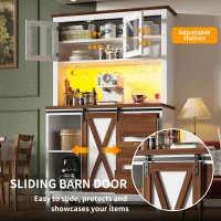 Modern Cabinet with App-Controlled RGB LED Lighting and Music Sync, Tall Sideboard with Adjustable Shelves, 104L x 40W x 180H cm, White(m-4)