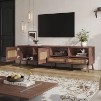 Modern TV Entertainment Centre with 2 Drawers & 2 Cabinets, Sturdy Media Cabinet for Living Rooms, 200L x 37W x 49.5H cm, Wood(m-1)