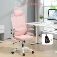 Vinsetto Scaun de Birou Reglabil și Reclinabil cu Tetieră Detașabilă, din Țesătură cu Plasă, 60x59x114-122 cm, Roz(m-7)