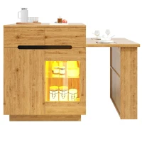 Versatile Kitchen Island with Extendable Table and 2 Drawers, Stylish Storage Cabinet for Dining Areas, 122-195L x 70W x 93.5H cm, Wood(m-13)