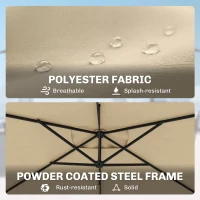 Outsunny 3m Square Canopy Cantilever Parasol, with Cross Base - Beige(m-5)