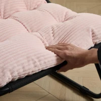 Poltrona lounge da esterno con pouf, cuscino imbottito, tessuto sling, struttura in acciaio, Rosa(m-11)