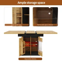 Telescopic Table with App-Controlled LED Lighting and USB Port, Extendable Dining Table for 4-6 People, 110-140L x 80W x 76H cm, Black(m-6)