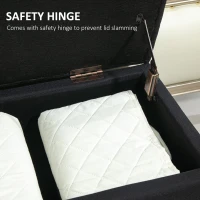 Ławka tapicerowana z pojemnikiem, podłokietniki, czarna(m-5)