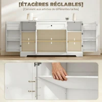 HOMCOM Buffet cuisine, meuble de rangement avec tiroir, 4 portes à fermeture douce, racks-porte et étagères réglables, blanc(m-6)