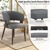 Set of 6 Modern Dining Chairs with High‑Resilience Foam Seat, Upholstered Chairs with Ergonomic Curved Back, 54L x 50W x 81.5H cm, Gray(m-4)