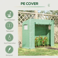 Outsunny Small Walk-in Garden Greenhouse with Steel Frame, Large Roll-up Door and Windows, 200Lx76Wx168Hcm, Green(m-15)