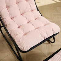Poltrona lounge da esterno con pouf, cuscino imbottito, tessuto sling, struttura in acciaio, Rosa(m-12)
