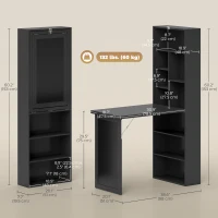HOMCOM Three-Part Work Desk, with Storage and Chalkboard - Black(m-3)