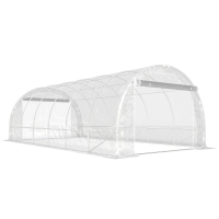 Outsunny Invernadero de Túnel 6x3x2 m con 2 Puertas Enrollables Estructura de Acero Galvanizado Cubierta PE Anti-UV Transparente