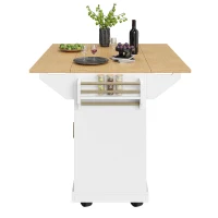 Extendable Kitchen Island with 3 Drawers, 2 Doors & Adjustable Shelves, Versatile Trolley for Prep and Dining, 120L x 40-80W x 95H cm, White(m-11)