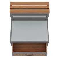 Wooden Garden Cabinet with Large Drawer and 2-Tier Shelf, Weather‑Resistant Sideboard for Patio Workspace, 80L x 72.5W x 123H cm, Natural(m-10)