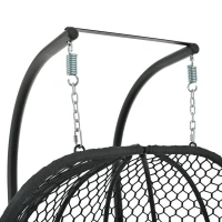 Eiförmiger Hängesessel mit Ständer, Schaukelstuhl mit verstellbarer Fußstütze, Gartenhängstuhl mit Sitzauflage & Kissen, 140 x 94 x 197 cm, Grau(m-7)