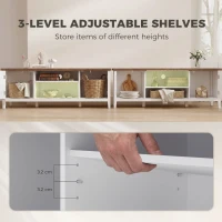 HOMCOM TV Stand for TVs up to 42 Inch, Farmhouse Entertainment Center with 2 Open Shelves, 2 Cabinets and Thick Top(m-6)