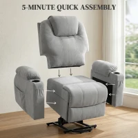HOMCOM Power Lift Recliner Chair with Pocket Spring, Electric Lift Chair with Wide Backrest, Light Grey(m-8)