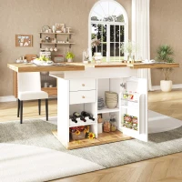 Extendable Dining Table with Telescopic 2-Sided Extension, Space-Saving Table for 4-6 People, 110-140L x 80W x 75H cm, White(m-1)