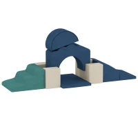 AIYAPLAY Zestaw 7 Piankowych Klocków dla Dzieci Miękkie Klocki Konstrukcyjne Duże Klocki Sofa Modułowa Zabawki do Wspinaczki dla Niemowląt Ciemnoniebieski(m-1)