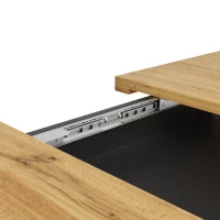 Telescopic Table with App-Controlled LED Lighting and USB Port, Extendable Dining Table for 4-6 People, 110-140L x 80W x 76H cm, Black(m-13)