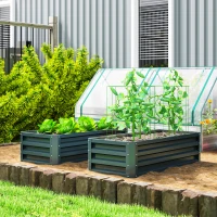 Outsunny Set of Two 110 x 65cm Steel Planter Boxes - Green(m-2)