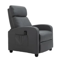 HOMCOM Fotoliu de Masaj cu 8 Moduri și 5 Intensități, Suport pentru Picioare și Telecomandă, 68x88x98 cm, Gri(m-13)
