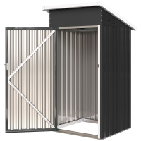 Outsunny Abri de jardin en métal, cabane de jardin, porte verrouillable, toit incliné, aérations et gants, 107,5x91x185cm, gris