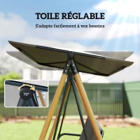 Outsunny Balancelle de Jardin 3 Places, Balançoire Extérieure avec Toit réglable et Coussin Épais Amovible, 208x125x180cm, Gris(m-5)