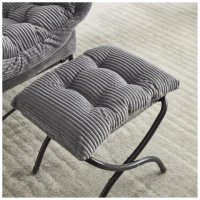 Lounge-Sessel mit Hocker, Armlehnen und einer Seitentasche, Flanellbezug, 69.9x64.0x95.0 cm, Grau(m-9)