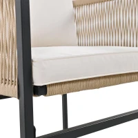 5-Piece Garden Dining Set with Hand-Woven Rope Chairs, Modern Garden Furniture Set for Balcony, 110L x 110W x 74H cm, Beige+Black(m-9)