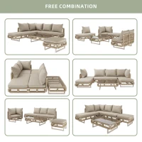 Rope-Woven Garden Sofa Set with 10 cm Thick Cushions, Versatile Garden Lounge Set with Splash-Proof Fabric, 225L × 167W × 62H cm, Beige(m-4)