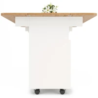 Mobile Kitchen Island with Fold-Down Dining Extensions, Versatile Serving Trolley with Open Shelves, 120L x 30-70W x 79.5H cm, White(m-11)