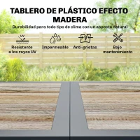 Outsunny Conjunto de Mesa y Sillas Jardín con Mesa de Plástico PSPC y 6 Sillas Apilables Transpirables para Terraza Patio Gris(m-4)