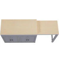 Space‑Saving Dining Table with 6 Adjustable Shelves & Storage Cabinet, Extendable Bar Table for 4–6 People, 118L-180 x 50W x 94H cm, Gray(m-15)