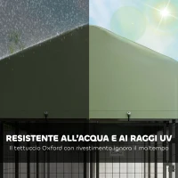 PawHut Recinto per Cani da Esterno in Acciaio con Tetto in Tessuto Oxford, Anti-UV, Impermeabile, 2 Ciotole, Verde(m-4)