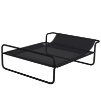PawHut Lettino per Cani Rialzato con Poggiatesta Interno ed Esterno, 106x81x33 cm, Nero(m-1)
