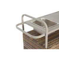 Outdoor-Barwagen mit Eisbehälter, abschließbare Rollen, für Garten, Poolbereich und Hinterhof, 131x50x91 cm, Beige(m-10)