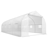 Outsunny Invernadero Tipo Caseta de Jardín o Terraza 6x3x2 m para Cultivo de Plantas y Semillas Color Blanco(m-1)