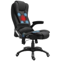 Vinsetto Silla de Masaje con 6 Puntos de Masaje con Función de Calefacción Altura Ajustable y Ruedas 68x72x110-120 cm Negro(m-11)
